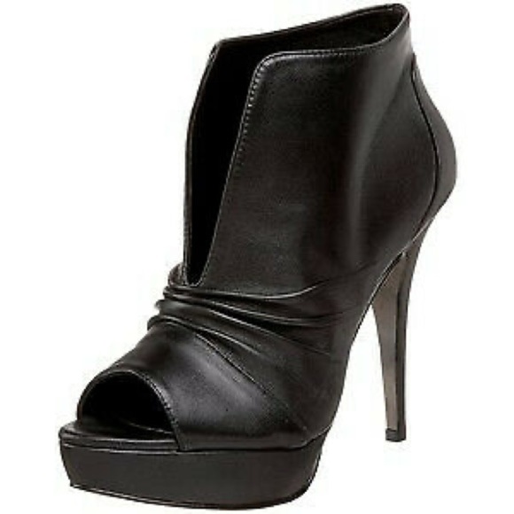 Steven By Steve Madden Shoes - Steven by Steve Madden Partey Black Leather Peep Toe Booties